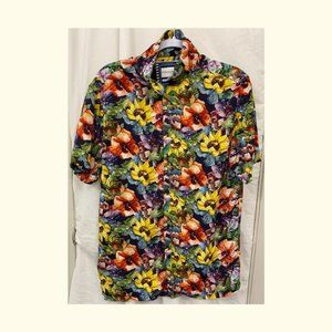 DENIM & FLOWER RICKY SINGH WATER COLOR MULTI COLORED FLORAL BUTTON UP SHRIT